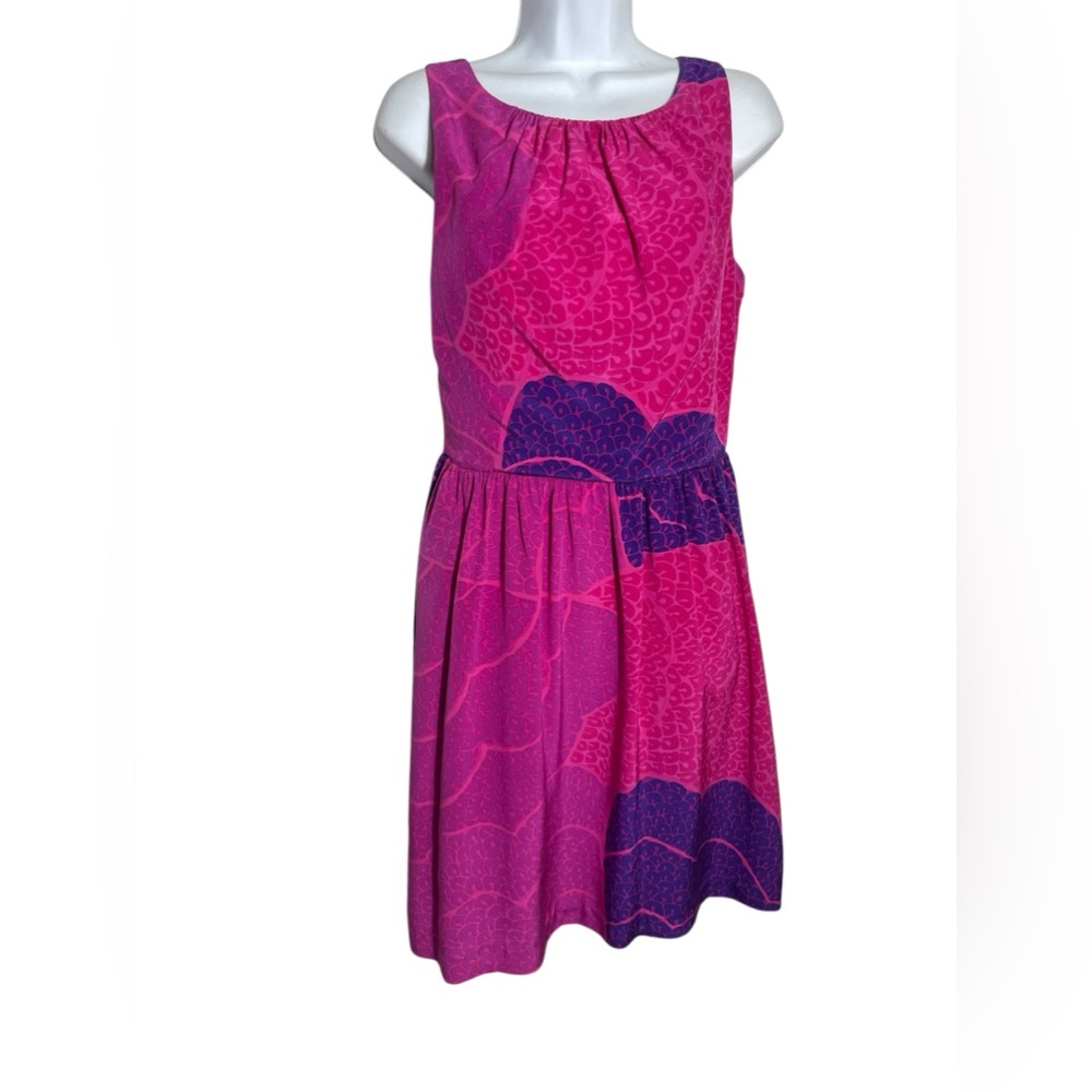 Trina Turk dress size 4 stunning pink & purple 100% silk dress‎ PERFECT 🩷🩷